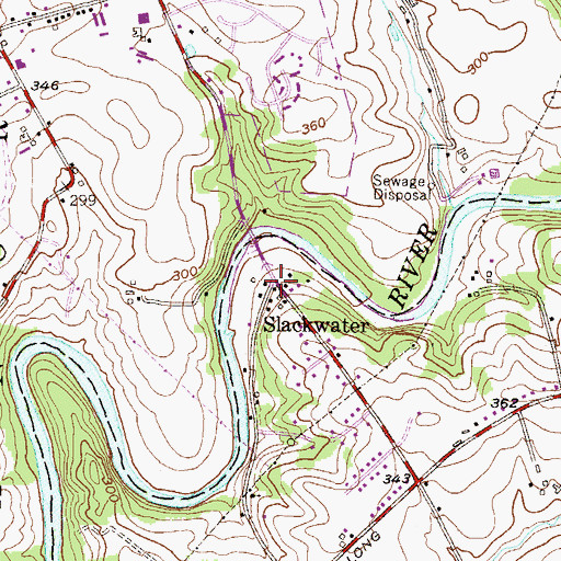 Topographic Map of Slackwater, PA