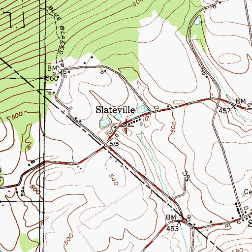 Topographic Map of Slateville, PA