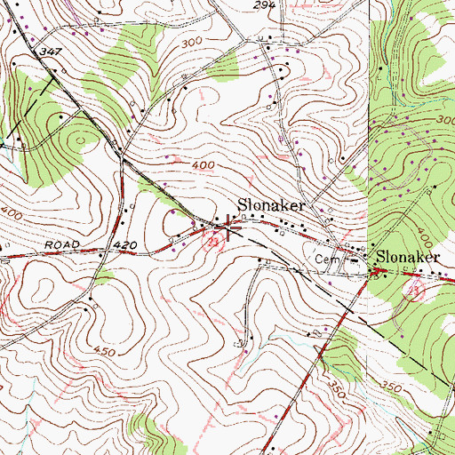 Topographic Map of Slonaker, PA