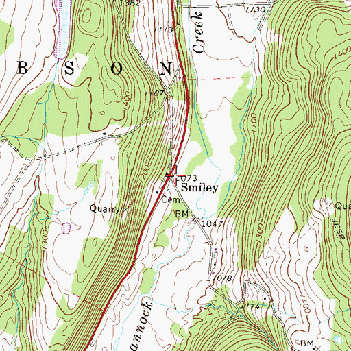 Topographic Map of Smiley, PA