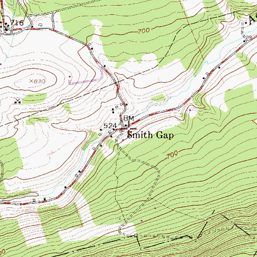 Topographic Map of Smith Gap, PA