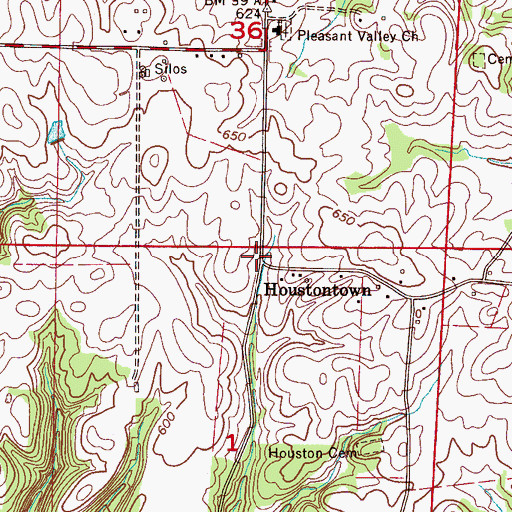 Topographic Map of Houstontown, AL