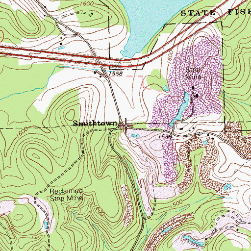 Topographic Map of Smithtown, PA