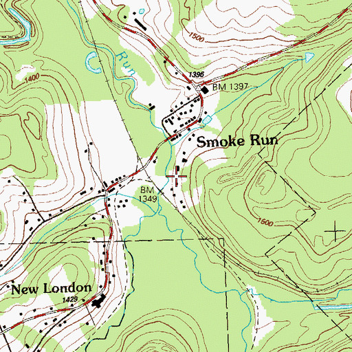 Topographic Map of Smoke Run, PA