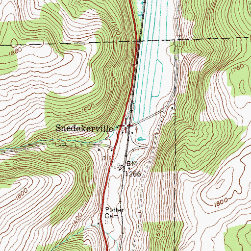 Topographic Map of Snedekerville, PA