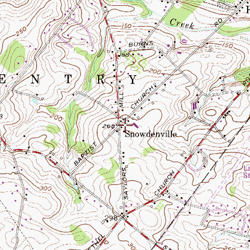 Topographic Map of Snowdenville, PA