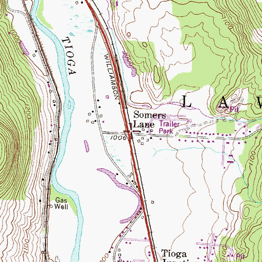 Topographic Map of Somers Lane, PA
