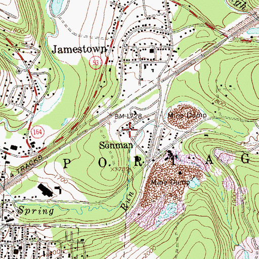 Topographic Map of Sonman, PA