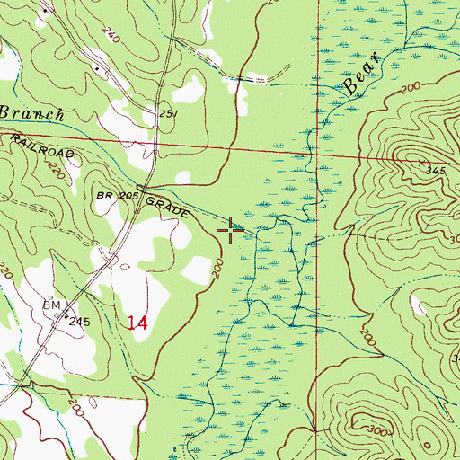 Topographic Map of Houten Branch, AL