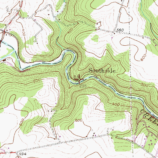 Topographic Map of Southside, PA