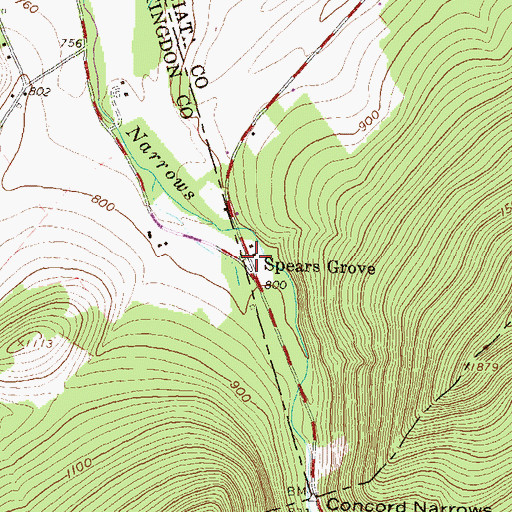 Topographic Map of Spears Grove, PA