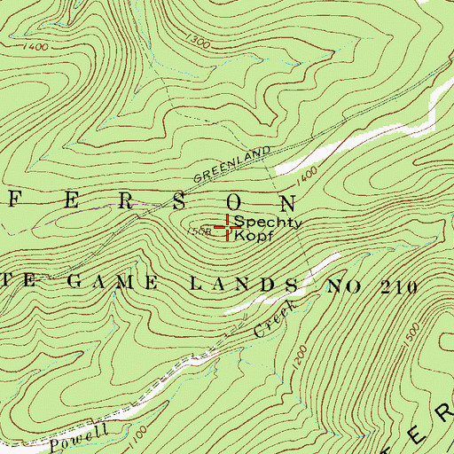 Topographic Map of Spechty Kopf, PA