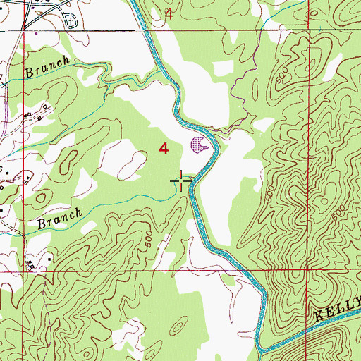 Topographic Map of Howard Branch, AL