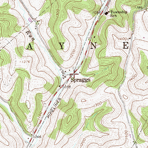 Topographic Map of Spraggs, PA