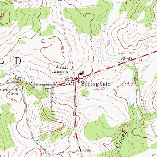 Topographic Map of Springfield, PA