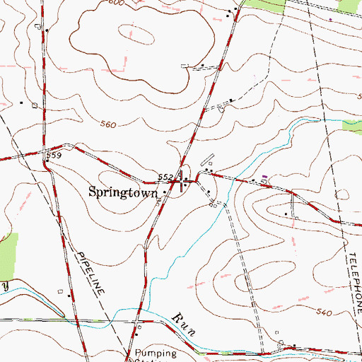 Topographic Map of Springtown, PA