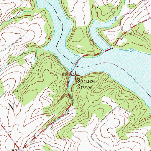 Topographic Map of Spruce Grove, PA