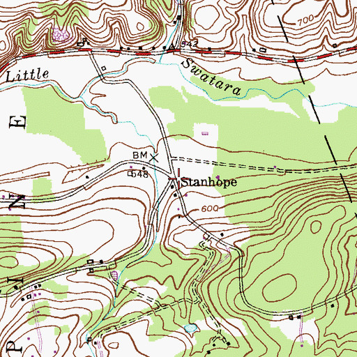Topographic Map of Stanhope, PA