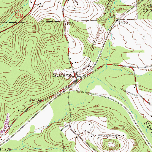 Topographic Map of Stanley, PA
