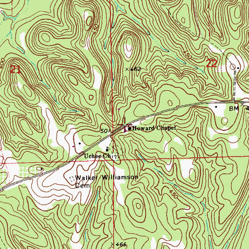 Topographic Map of Howard Chapel, AL