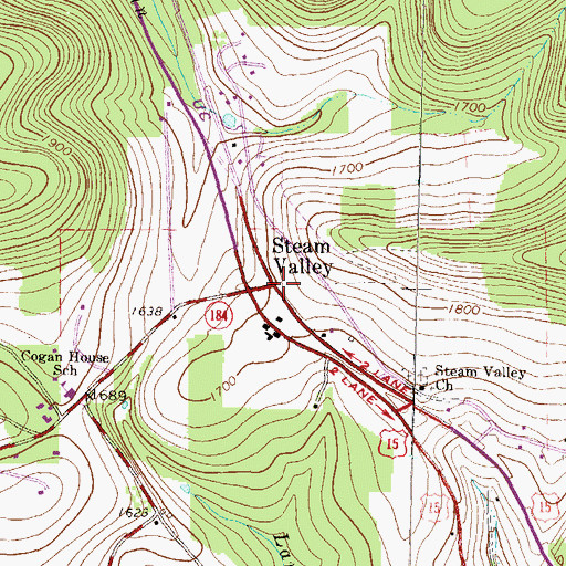 Topographic Map of Steam Valley, PA