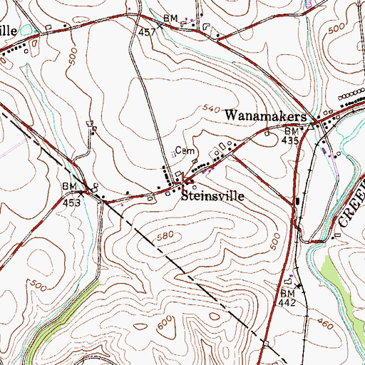 Topographic Map of Steinsville, PA