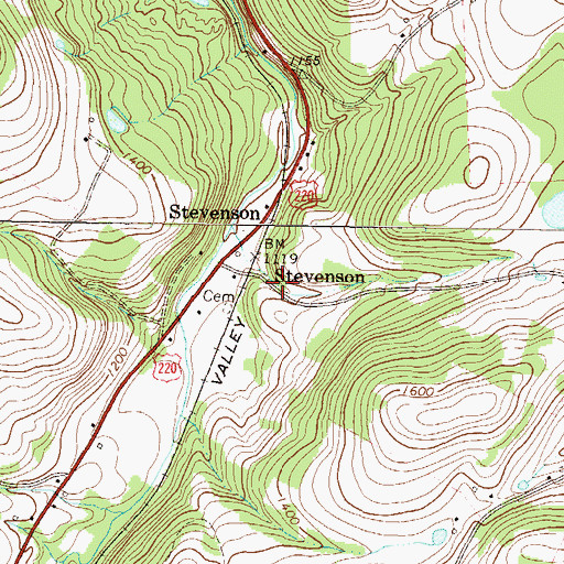 Topographic Map of Stevenson, PA