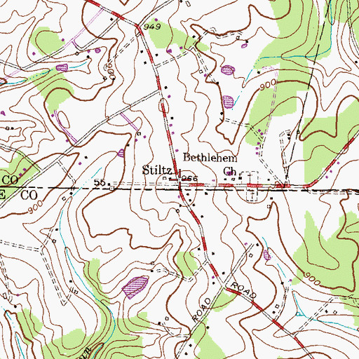 Topographic Map of Stiltz, PA