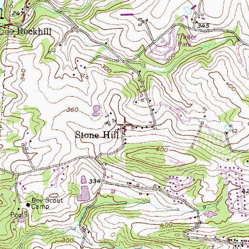 Topographic Map of Stone Hill, PA