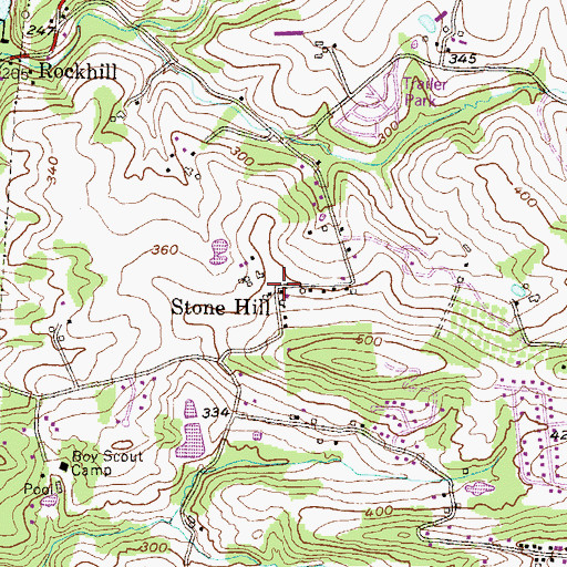 Topographic Map of Stone Hill, PA