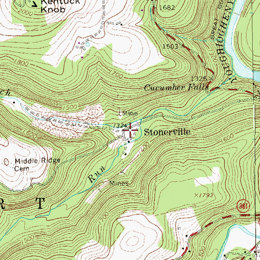 Topographic Map of Stonerville, PA