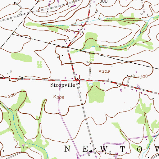 Topographic Map of Stoopville, PA