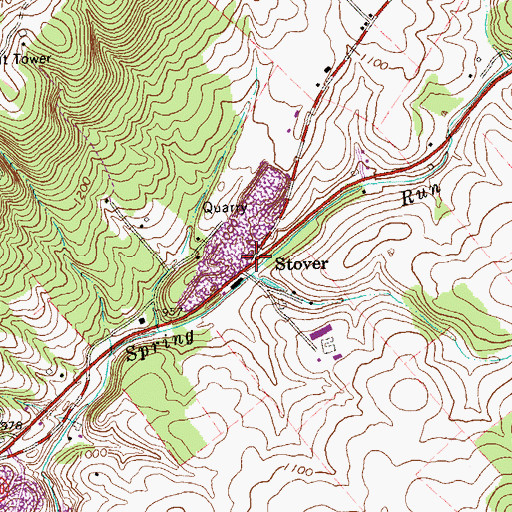 Topographic Map of Stover, PA