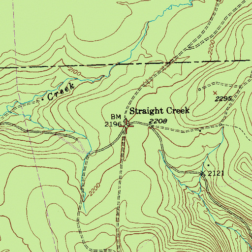 Topographic Map of Straight Creek, PA