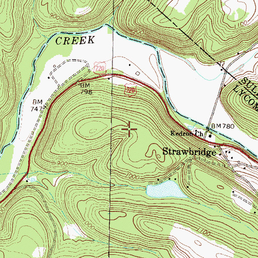 Topographic Map of Strawbridge, PA