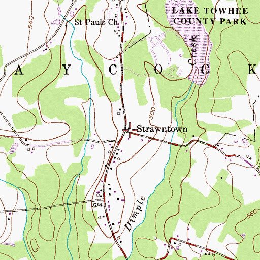 Topographic Map of Strawntown, PA