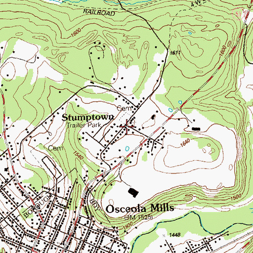Topographic Map of Stumptown, PA