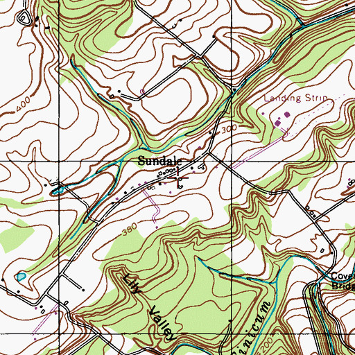 Topographic Map of Sundale, PA