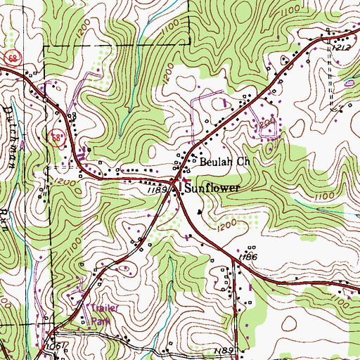 Topographic Map of Sunflower, PA