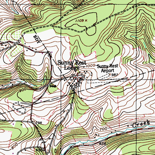 Topographic Map of Sunny Rest Lodge, PA