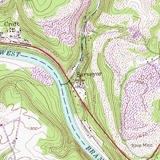 Topographic Map of Surveyor, PA