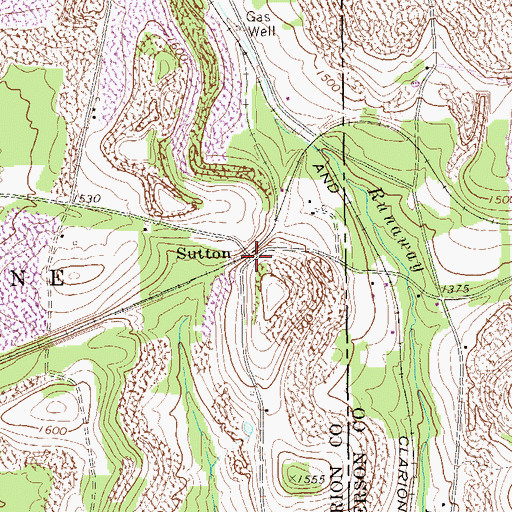 Topographic Map of Sutton, PA