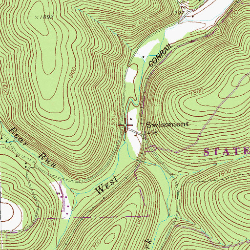 Topographic Map of Swissmont, PA