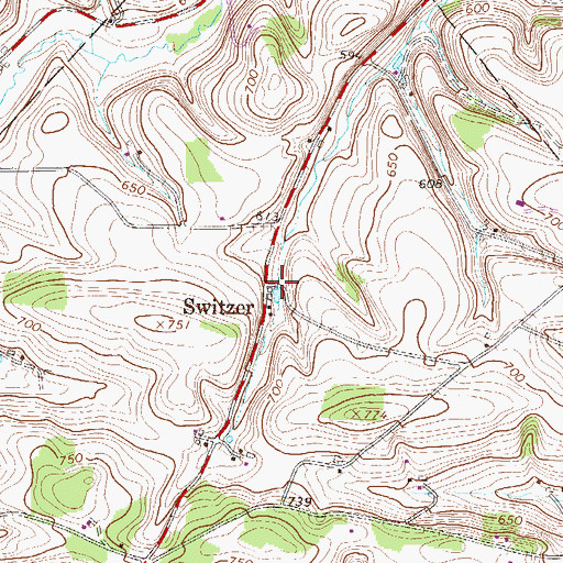 Topographic Map of Switzer, PA