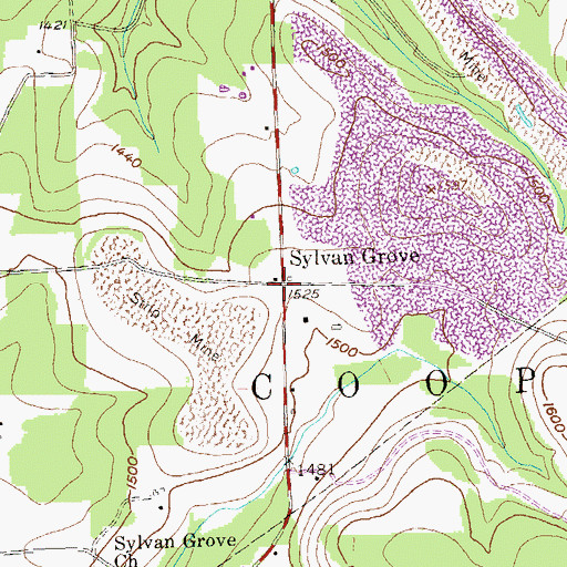 Topographic Map of Sylvan Grove, PA
