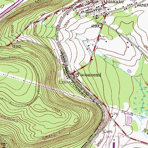 Topographic Map of Tamanend, PA