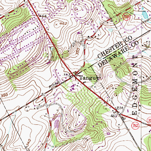 Topographic Map of Tanguy, PA