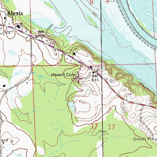 Topographic Map of Howell Cemetery, AL