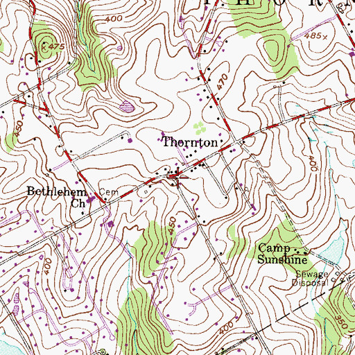 Topographic Map of Thornton, PA