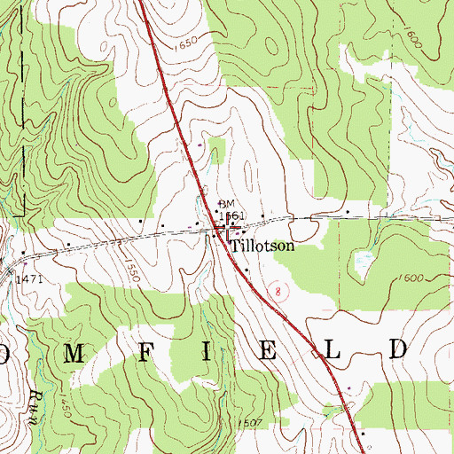 Topographic Map of Tillotson, PA